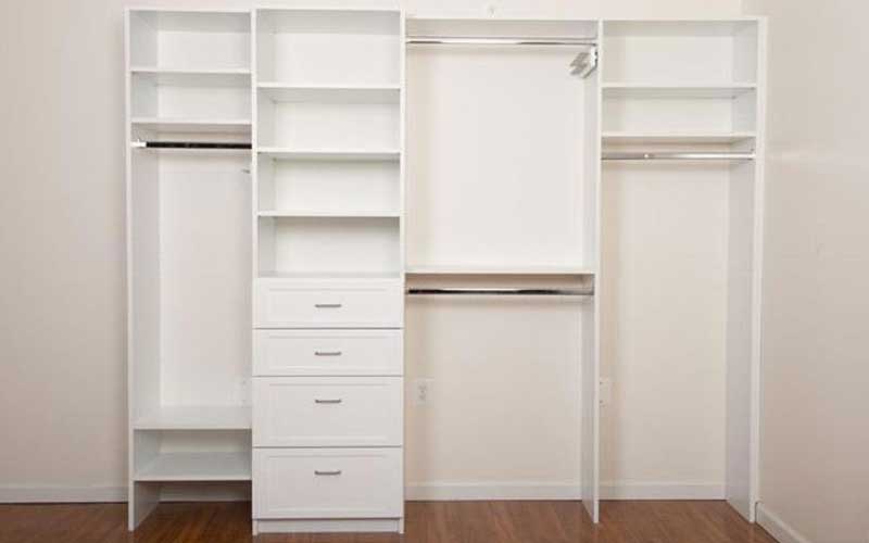 White Closet with hanging units,drawers